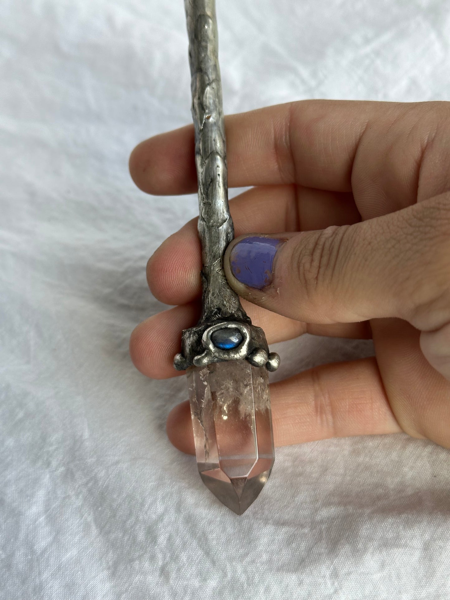 Quartz and Labradorite Wand