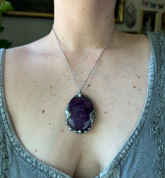RESERVED FOR KASSIE the heart shield amethyst necklace