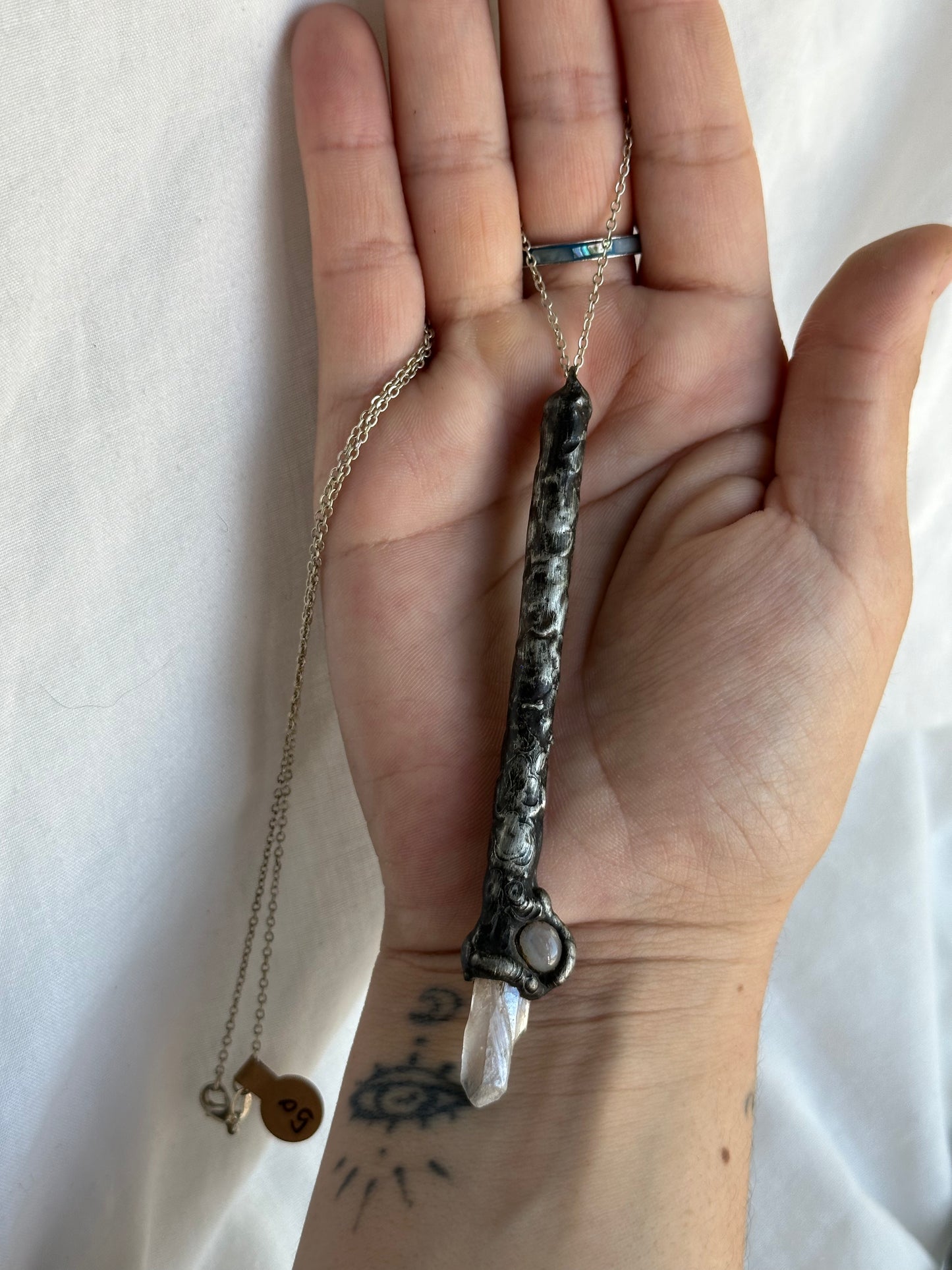 Moonstone Quartz Wand Necklace