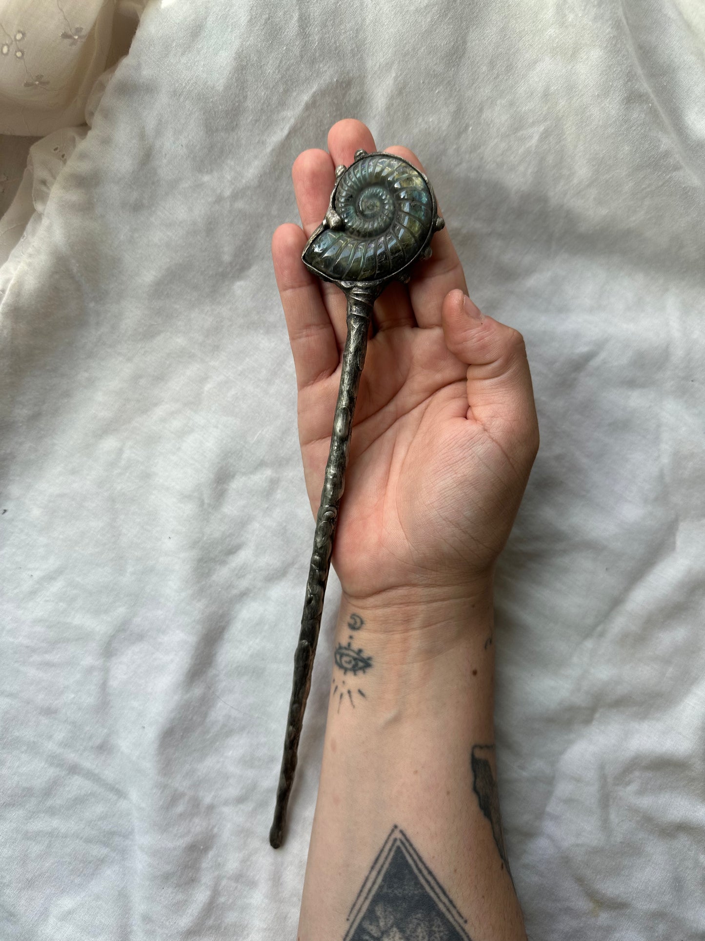 Ammonite Labradorite Wand
