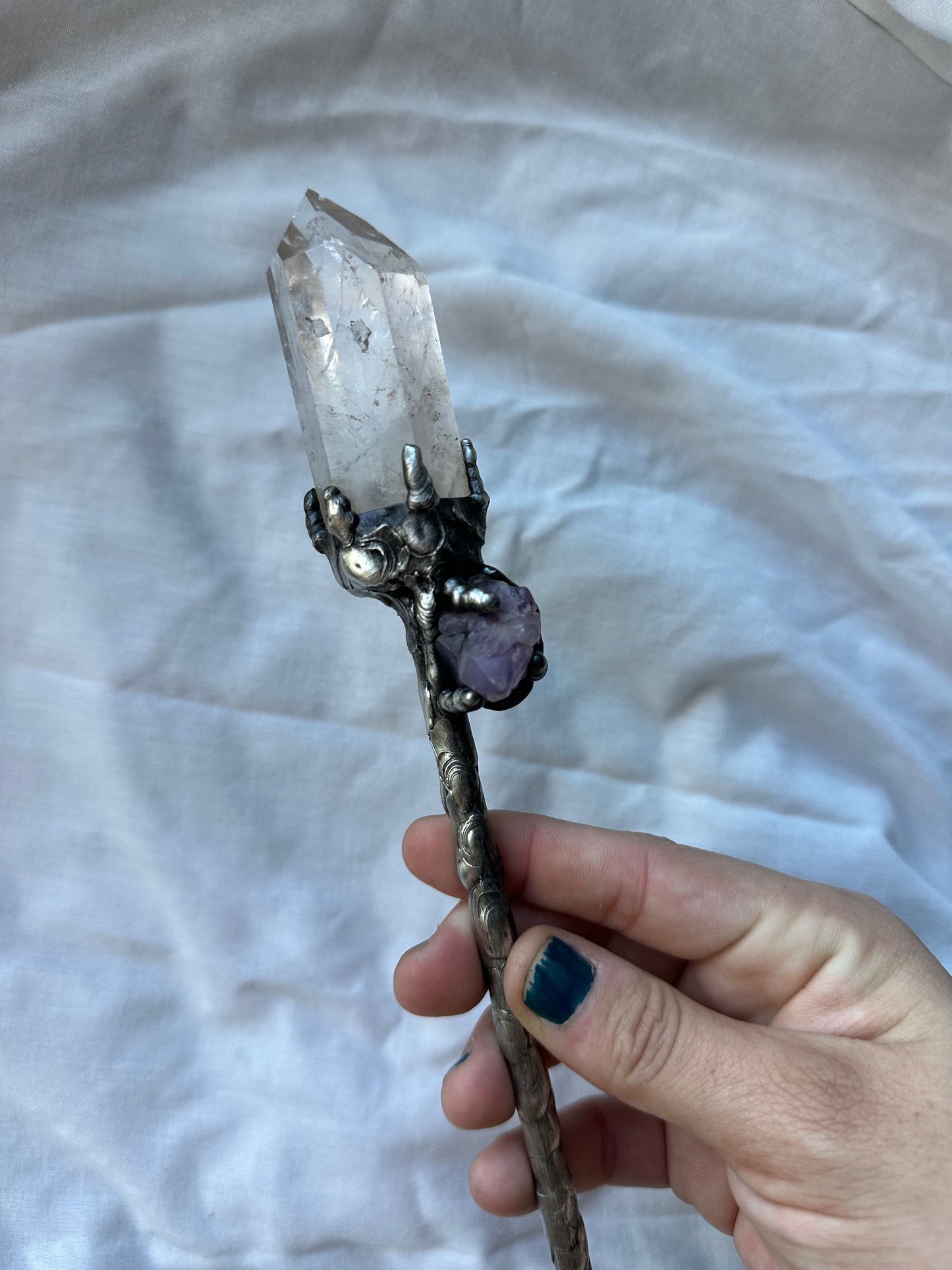 Quartz and Amethyst Crystal Wand