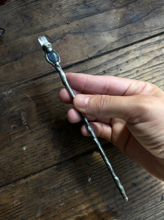 labradorite quartz pocket wand