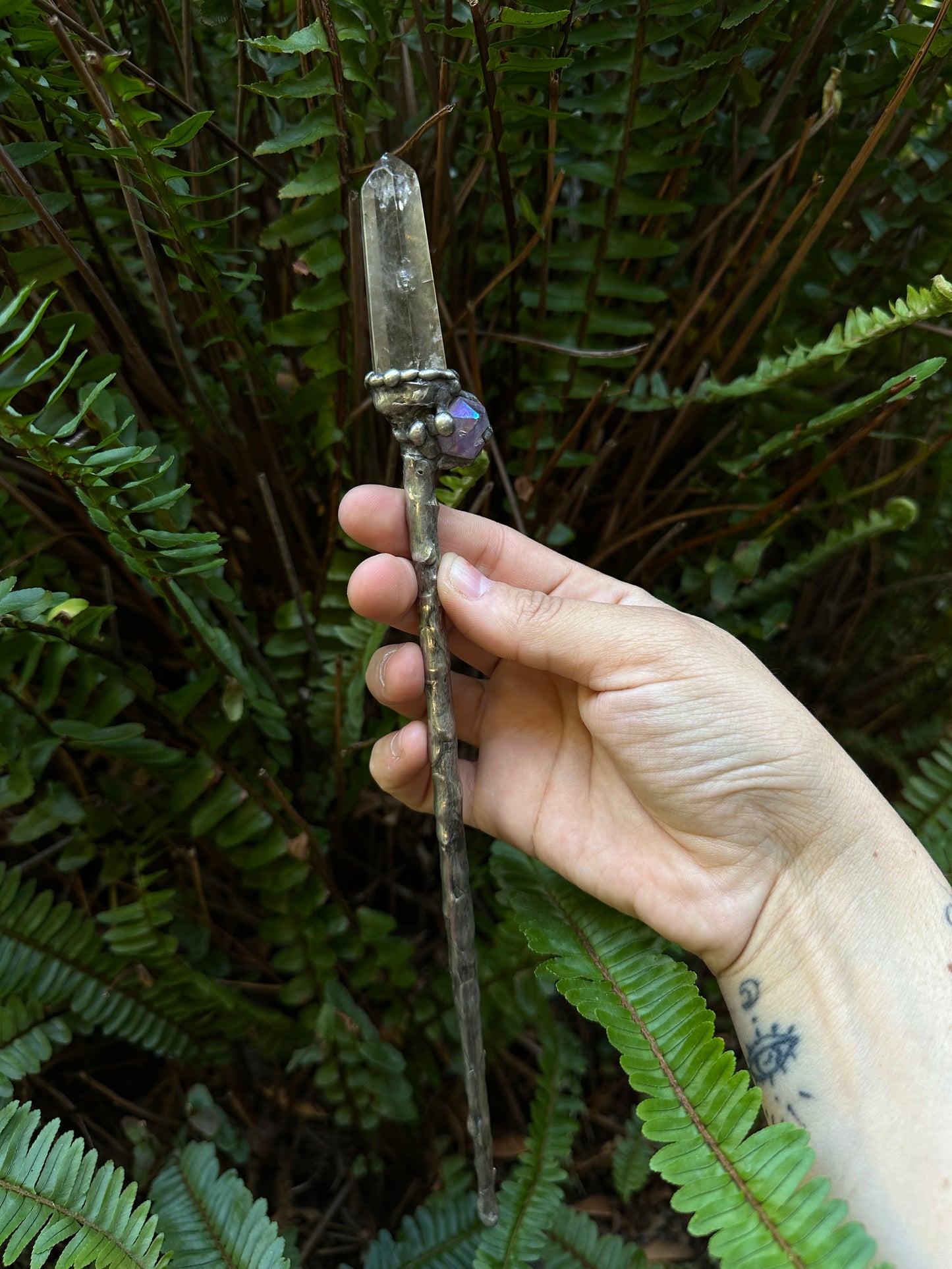 Quartz and Amethyst Wand