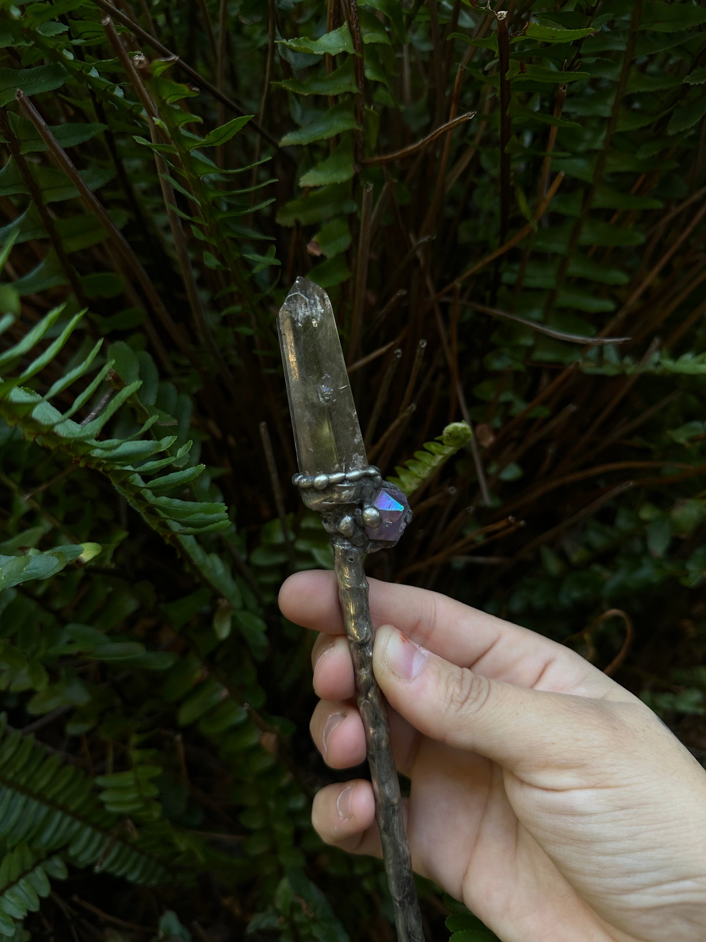 Quartz and Amethyst Wand