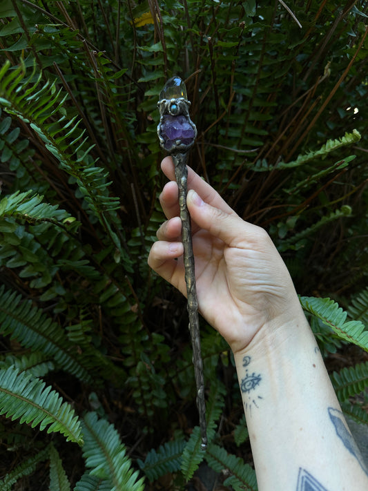 Amethyst and Quartz Magic Wand