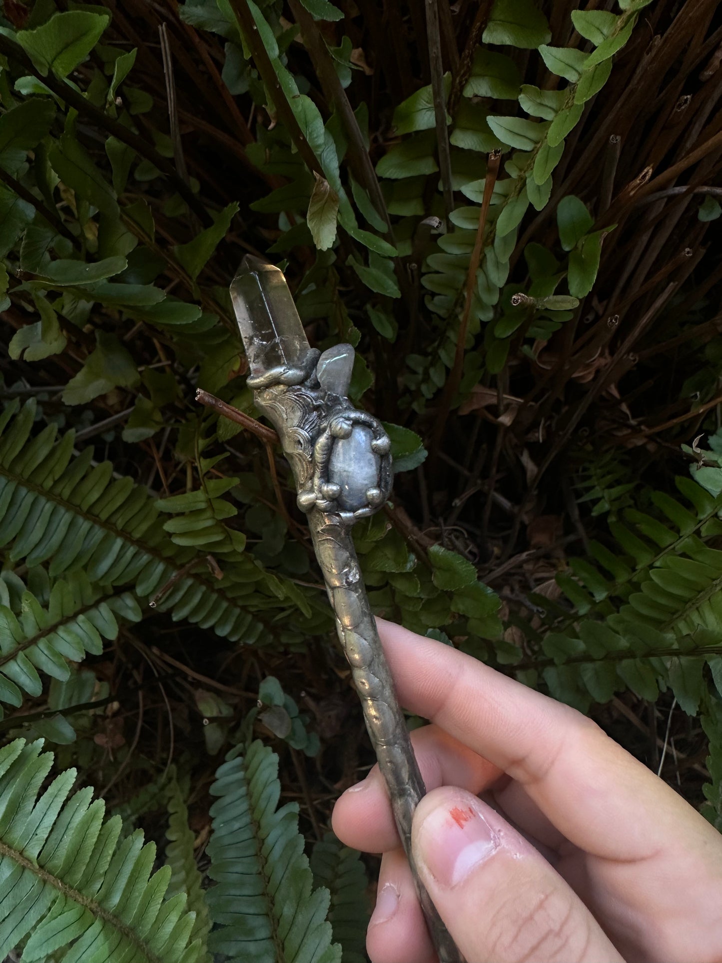 Quartz and Moonstone Wand