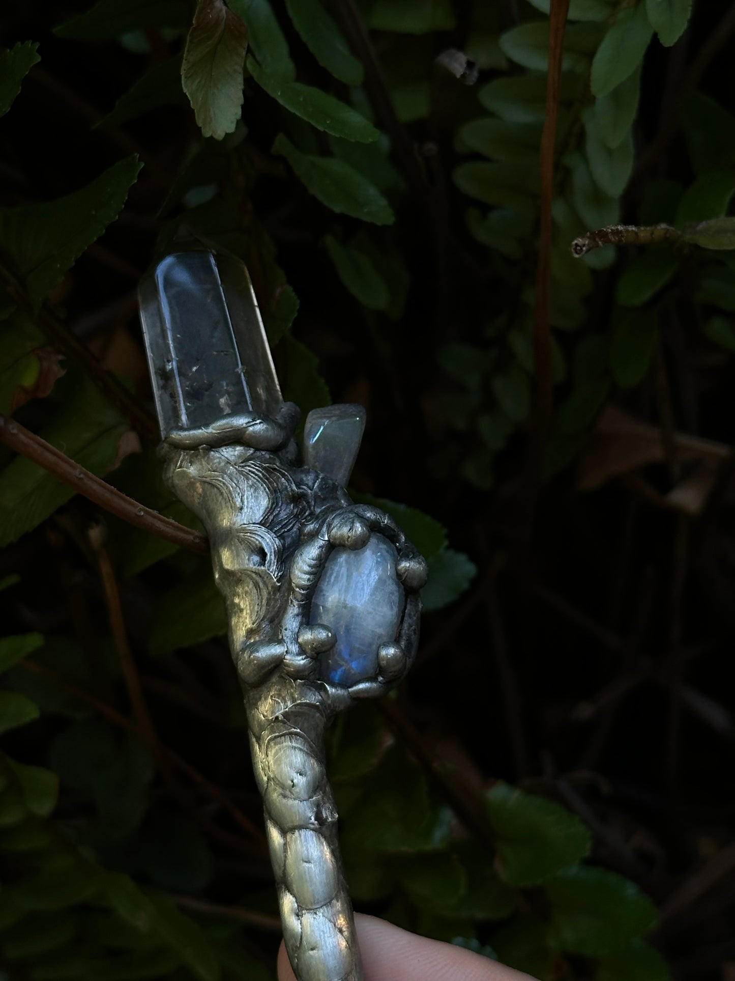 Quartz and Moonstone Wand