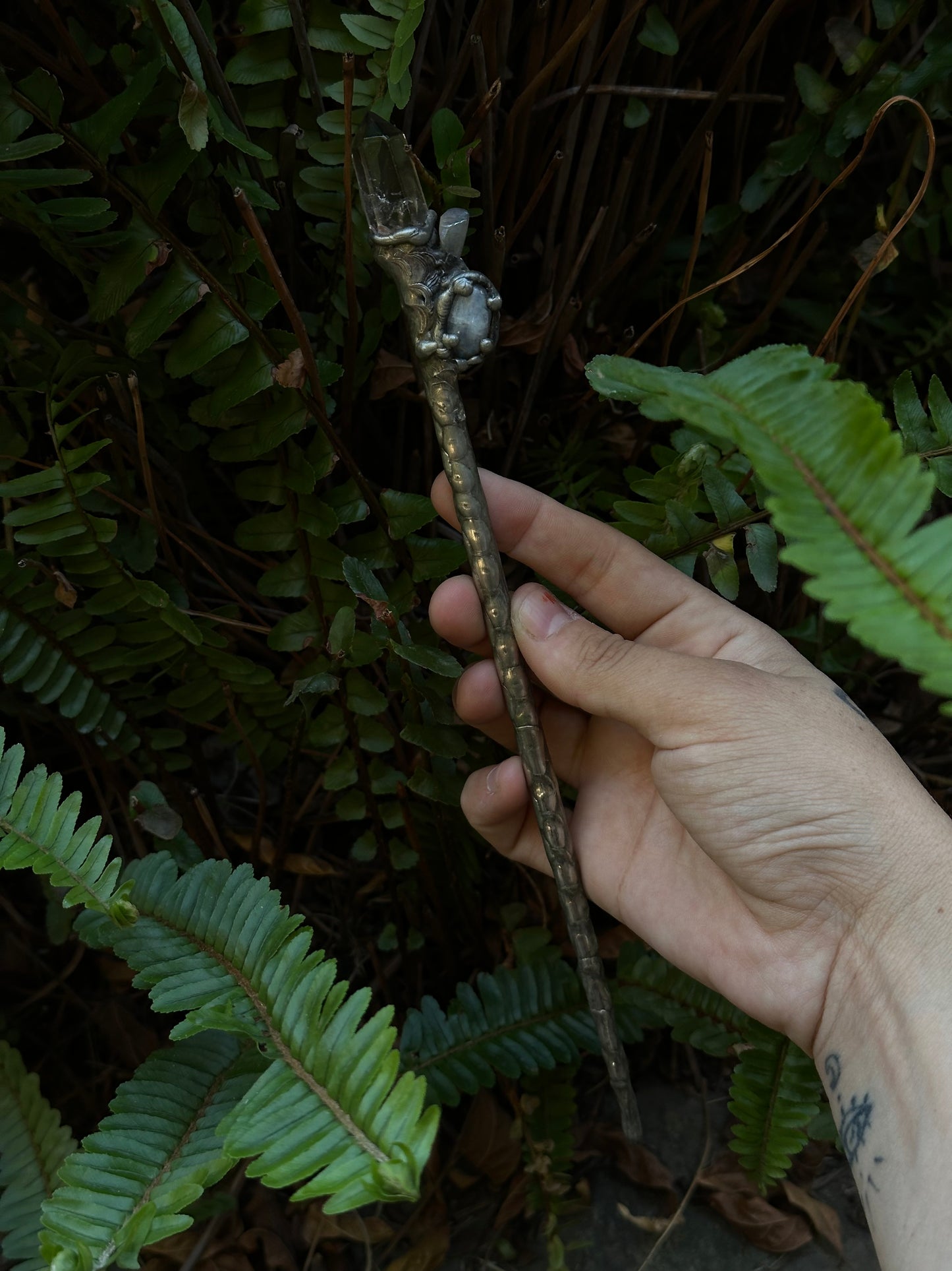 Quartz and Moonstone Wand