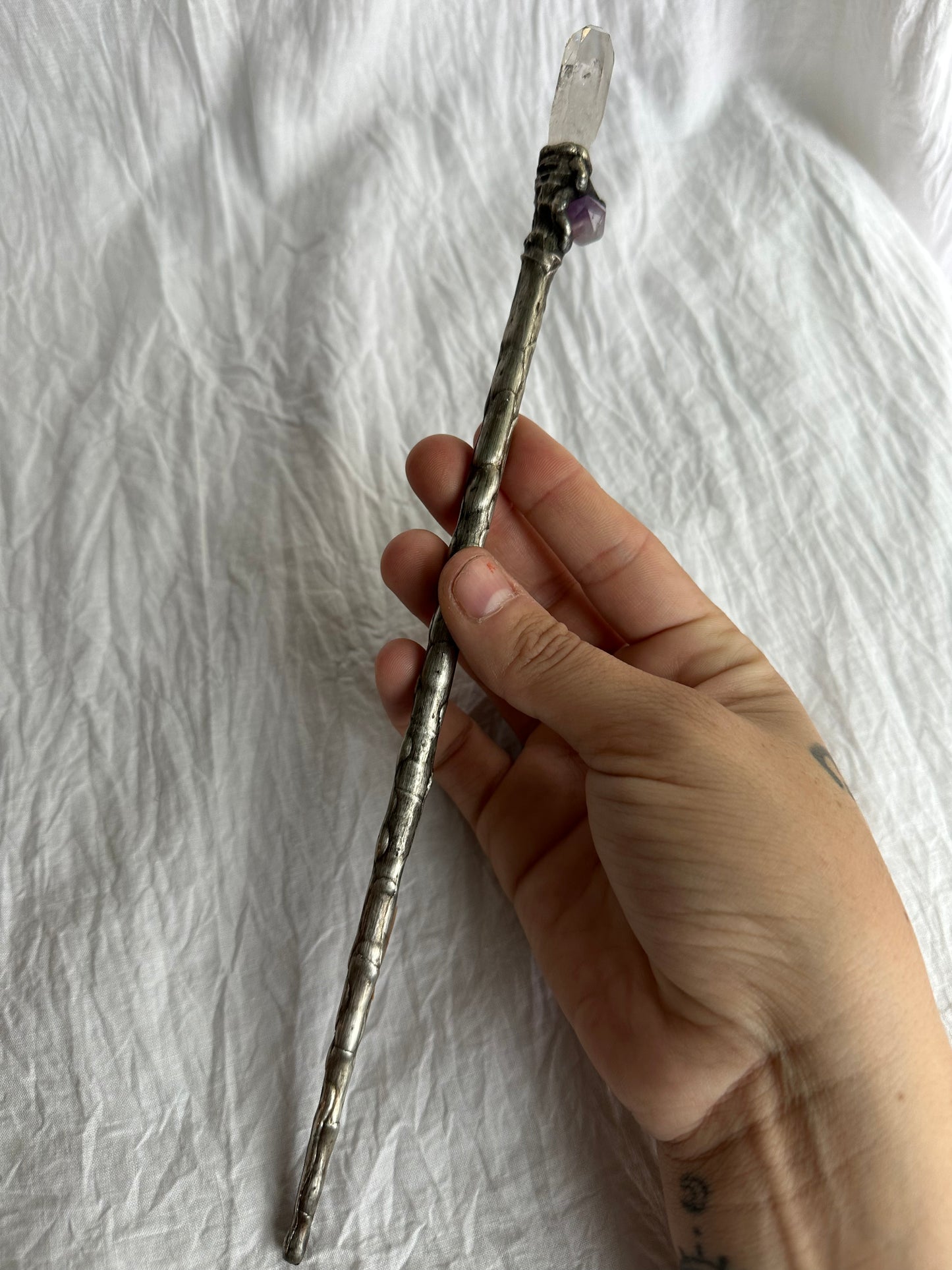 Quartz and Amethyst Wand