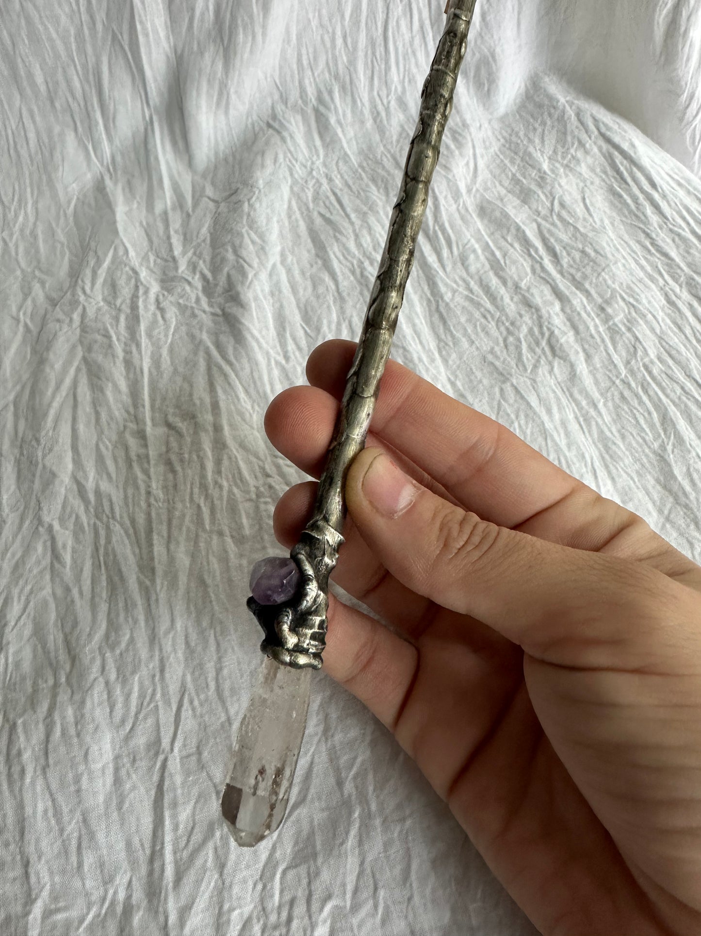 Quartz and Amethyst Wand