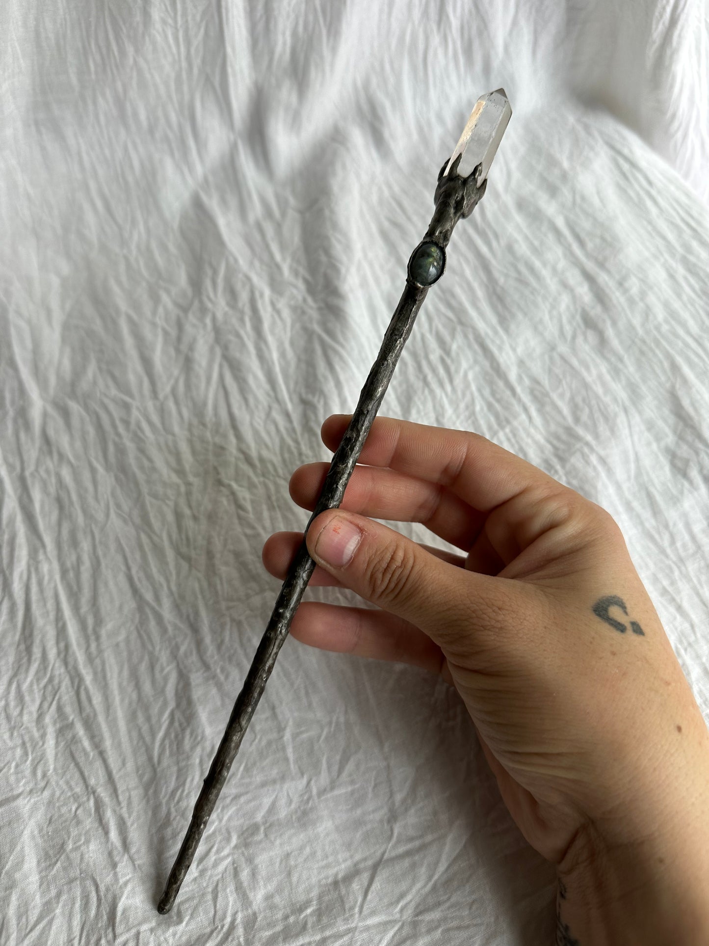 Quartz and Labradorite Wand