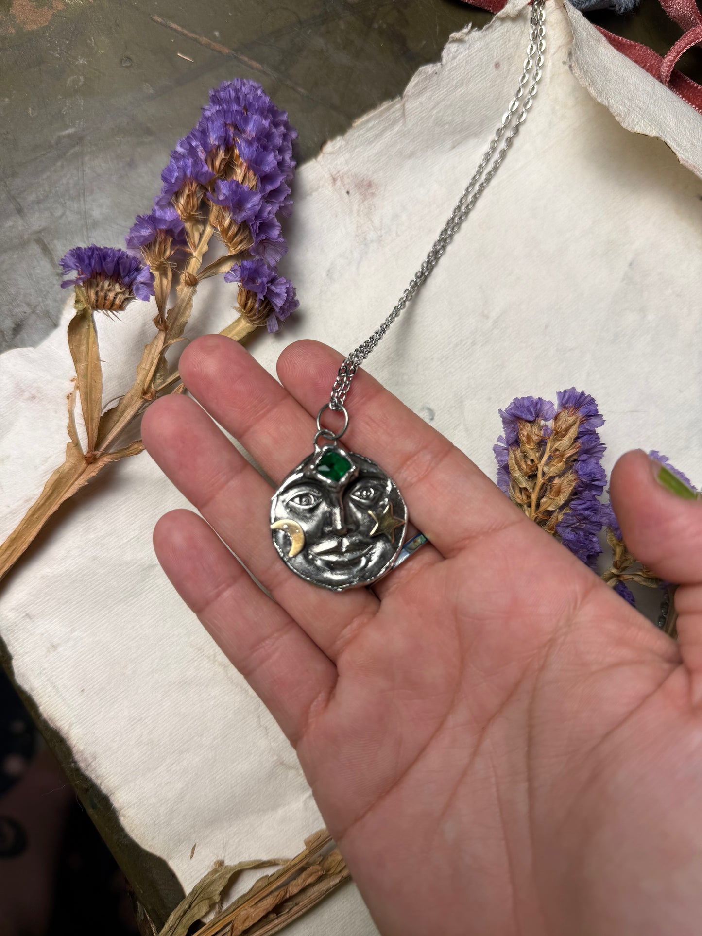 Emerald Eye Moon necklace
