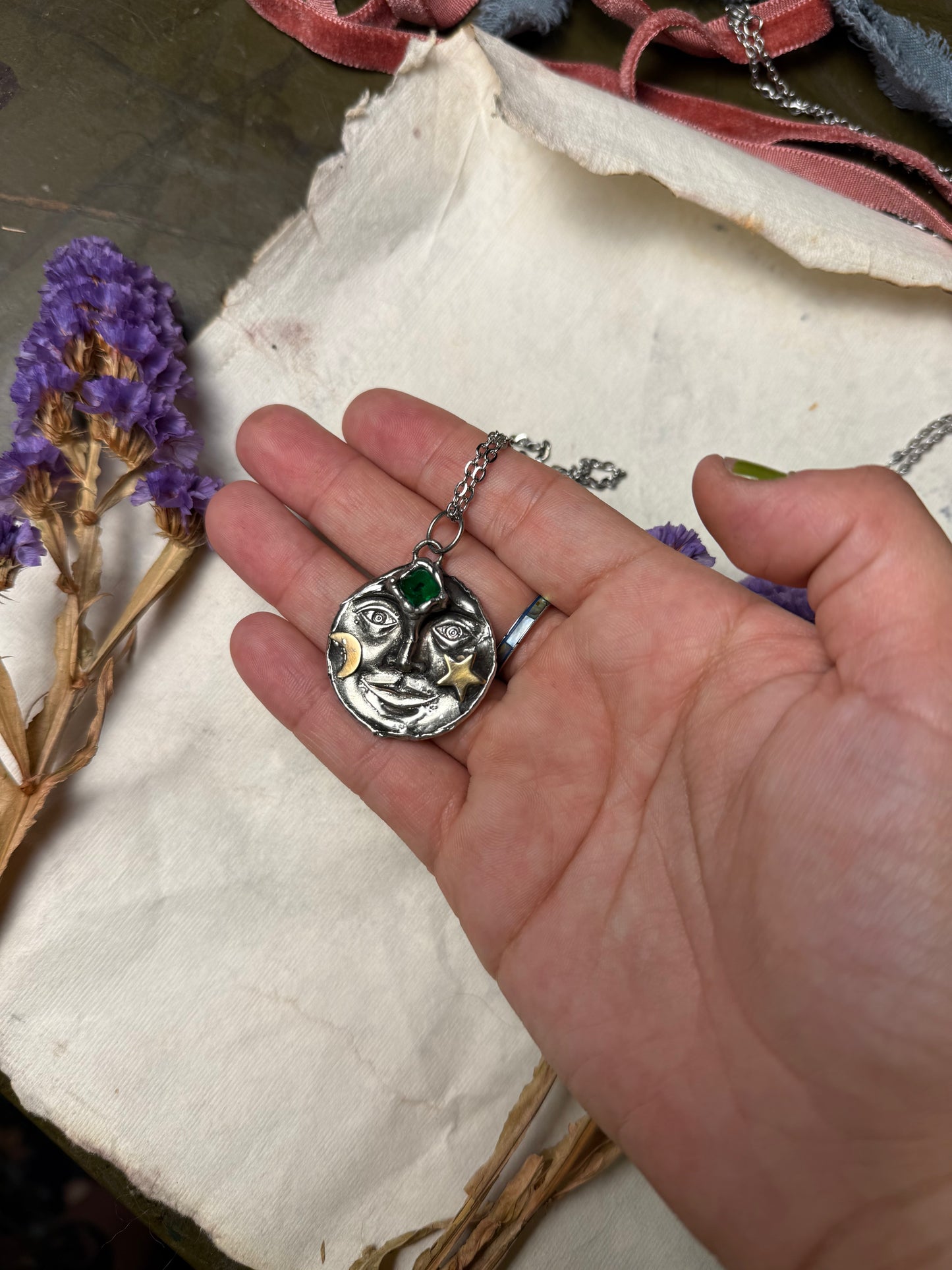 Emerald Eye Moon necklace