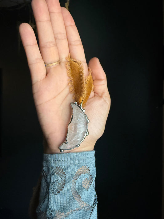 RESERVED Grinning Quartz Crecent Moon Necklace