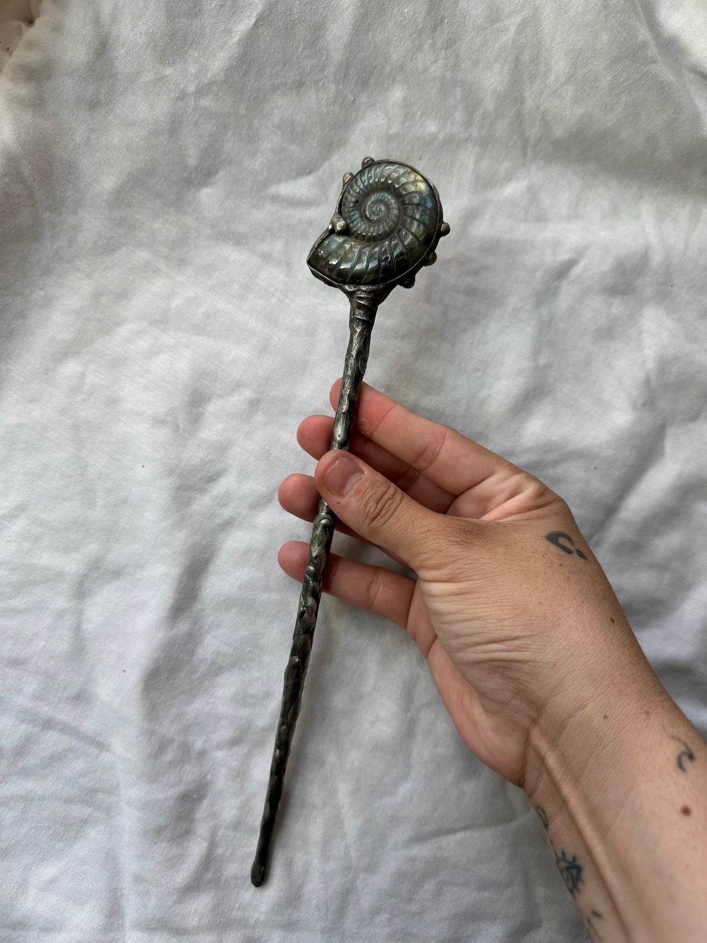 Ammonite Labradorite Wand